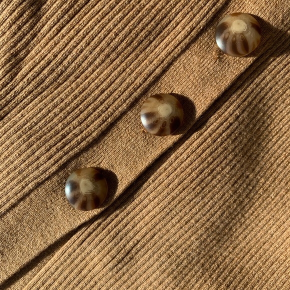 NWOT Sezane Harper Dress in Light Camel Midi Long Sleeves Wool Cotton Button - Picture 11 of 11